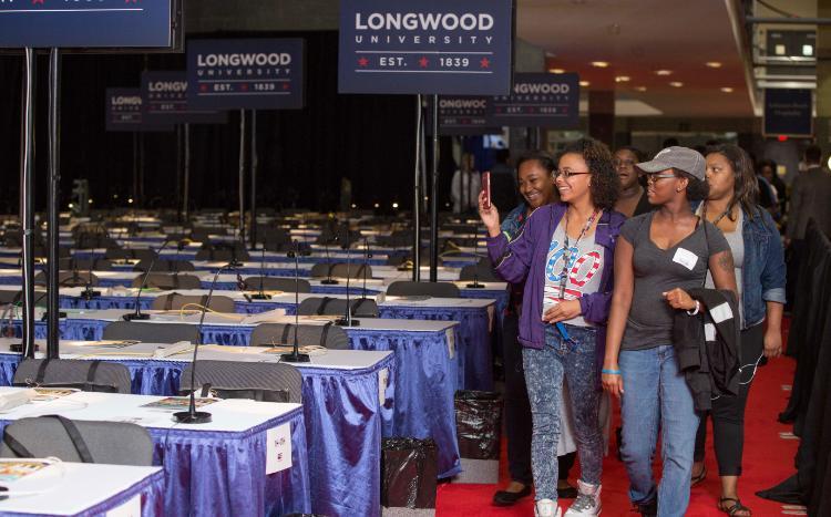 Students touring the media center