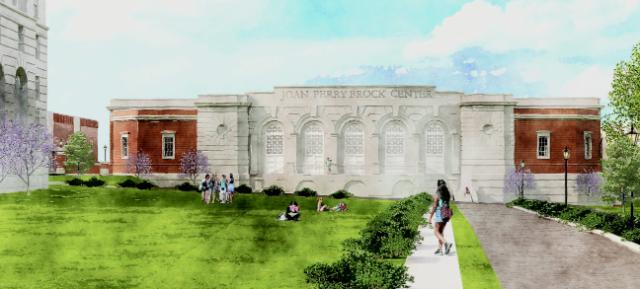 Artist’s rendering of Joan Perry Brock Center viewed from Main Street